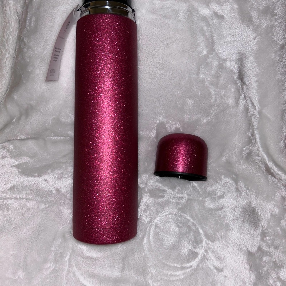 BLING HOT PINK FUCHSIA GLITTER 32 OZ STAINLESS STEEL INSULATED TRAVEL THERMOS - Picture 12 of 12